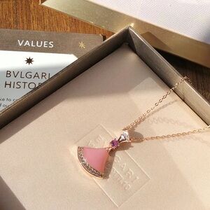Bulgari Pink and Rose Gold Pendant Necklace